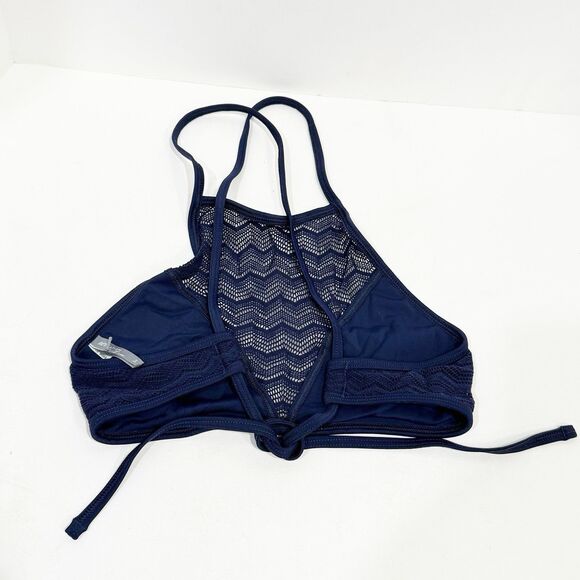 Aerie Cropped Helter Neck Blue Lace Swimsuit Top Size SP Adjustable - Picture 8 of 16